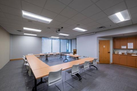 Small Meeting Room image with tables and chairs