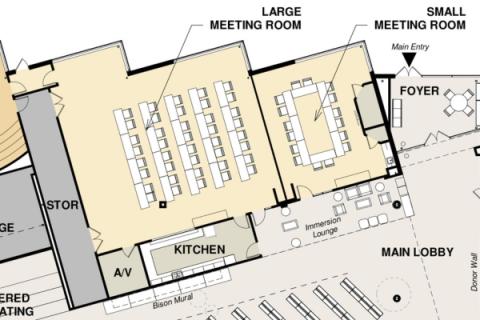 Map of potential layout for small and large meeting room