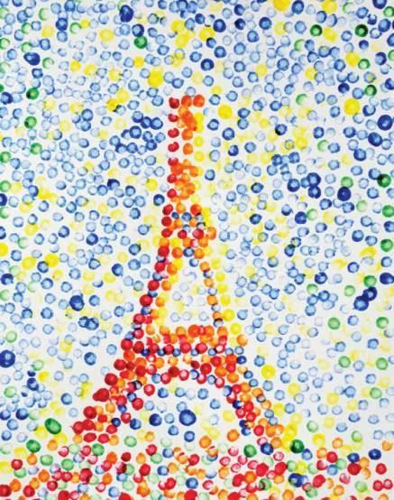 Eiffel Tower Painting using Q-tips and paint